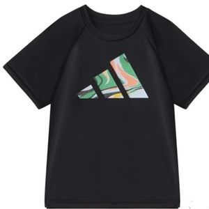 Adidas Boys 3T Hyper Real Ply T-Shirt Polyester Short Sleeve Front Logo Graphic